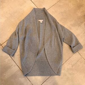 Banana Republic 100% Cashmere Gray Open-Front Ribbed Knit Cardigan